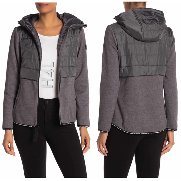 NWT Michael Kors Hooded Quilted Knit Zip Jacket - Picture 2 of 6